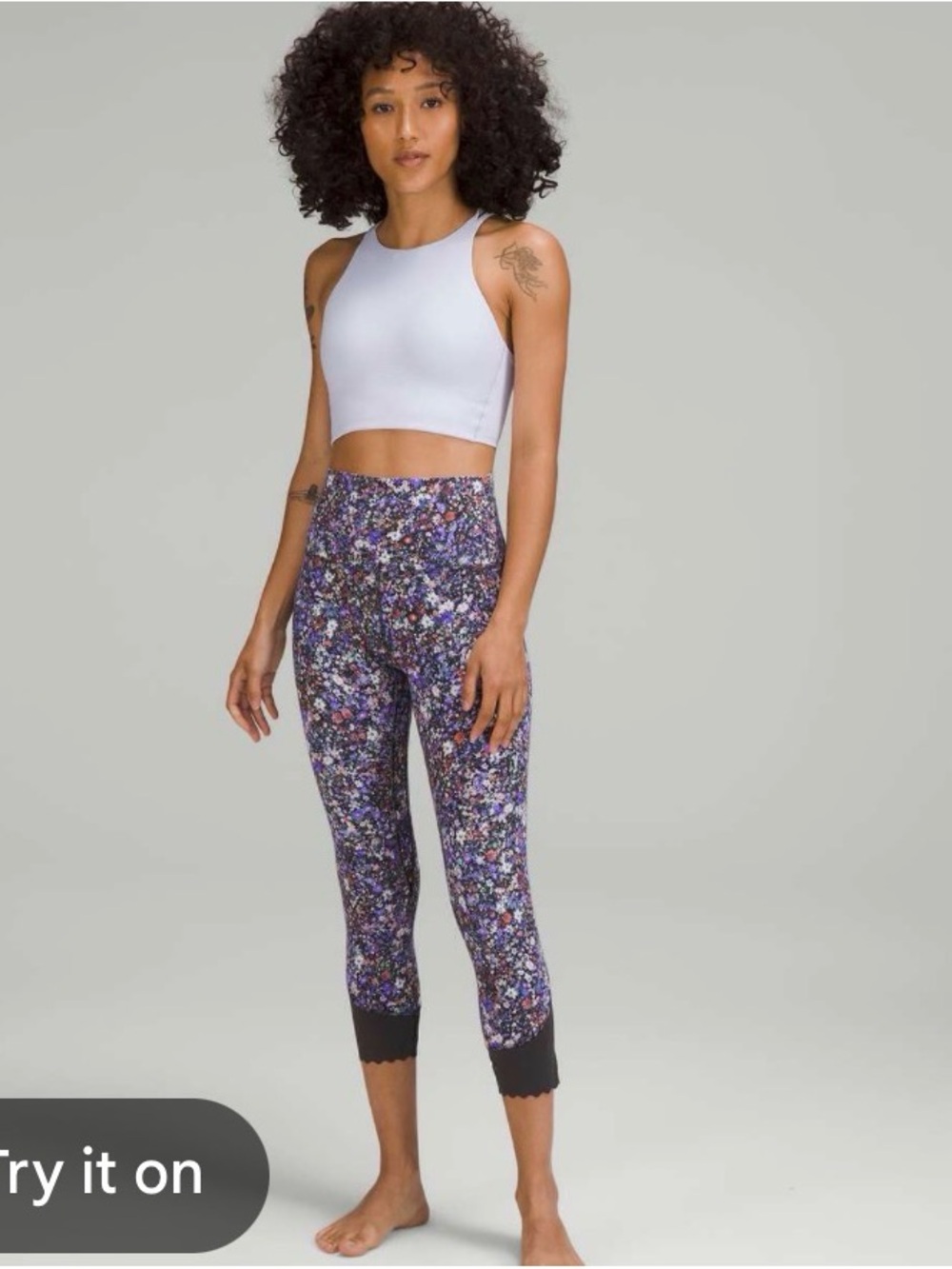Lululemon Align Scalloped Hem Crop 23" Flower Burst Multi Floral Leggings